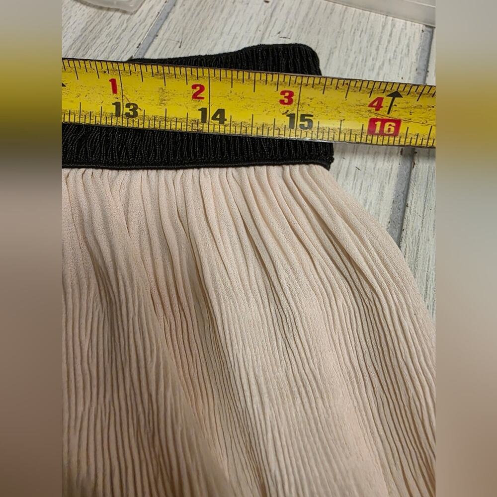 Zara Womens Super Wide Leg Pleated Tiered Trouser Pants Cream & Black Size L - Picture 6 of 10